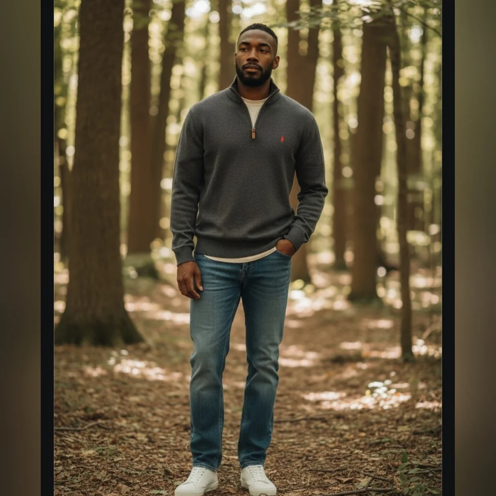 Ralph Lauren Dark Gray  3/4 Zip-Up Sweater